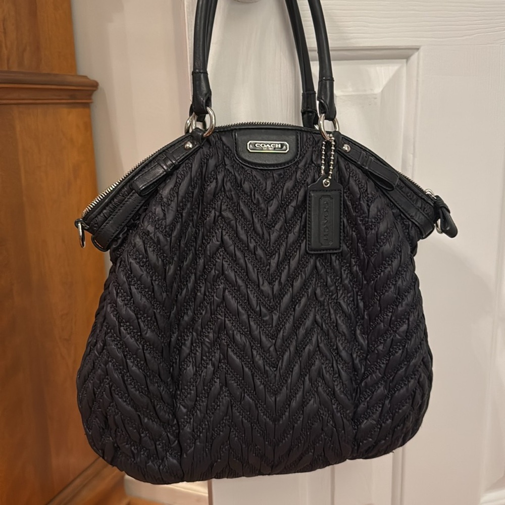 Black quilted coach purse